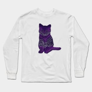 Meow Meow - Monochrome Purple Long Sleeve T-Shirt
